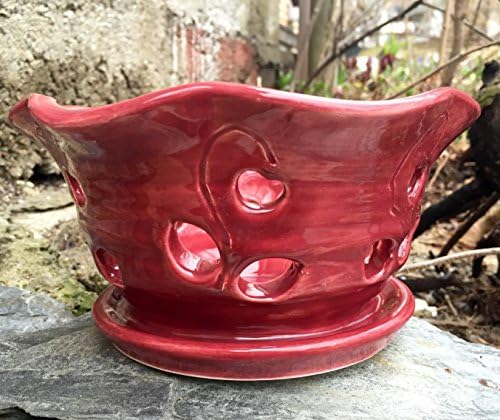 Yarn Bowl Berry Colander or Orchid Planter Large with Sculptured Hearts and Vines with Free Book