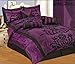 Read 7 PC MODERN Black Purple Flock Satin COMFORTER SET / BED IN A BAG - FULL SIZE BEDDING Details 7 PC MODERN Black Purple Flock Satin COMFORTER SET / BED IN A BAG - FULL SIZE BEDDING
