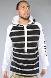 51%2ByrrsufkL. SL160  Crooks and Castles The Chain Stripe Henley Hoody in Black & White hood ,Sweatshirts for Men