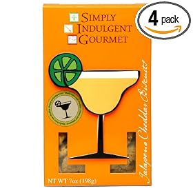 Too Good Gourmet Cocktail Biscuits Jalapeno Cheddar In Margarita Themed Gift Box, 7-Ounce Boxes (Pack of 4)