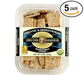 Doctor Kracker Snackers, Seeded Spelt, 8-Ounce Packages (Pack of 5)