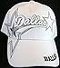 Dallas Adjustable Bent Brim Baseball Cap with Stripes on Bill (White w/Star on Side)