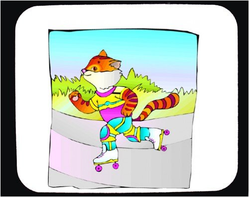 Mouse Pad with kitten, skate, skating, cat, roller-skating, roller