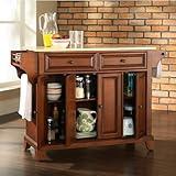 Newport Natural Wood Top Kitchen Island in Classic Cherry Finish - Crosley  ....