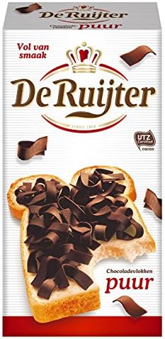 Deruyter ChocoadeVlokken Puur(DARK Chocolate FLAKES), 10.5-Ounce Box [PACK OF 4]
