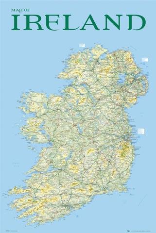 Weltkarten - Karte Von Irland Poster (91 x 61cm)
