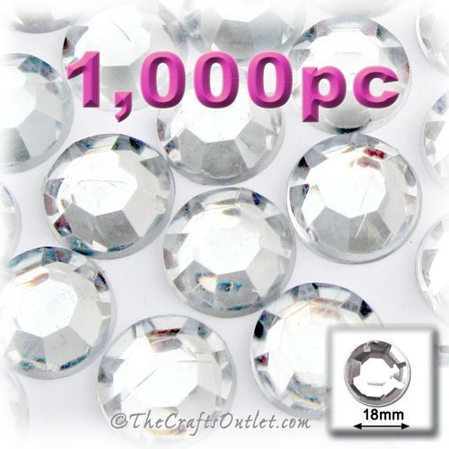 1,000pc Rhinestones Round 18mm - flatback Crystal Clear CLR