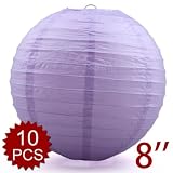 (Price/10 pcs)Light Purple Colored Chinese Paper Lantern, 8" Diameter (Wholesale Lot)