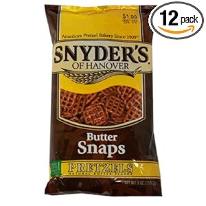 Snyder's of Hanover Butter Pretzels Snaps, 9-Ounce Packages (Pack of 12)