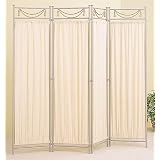 4 Panel Iron Decorative Screen w Curtains by Coaster Company