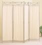 Room Screen/Divider 4 Panel White Gold Finish Tassel Frame with Muslin Insert