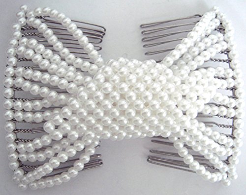 Lovef EZ Combs Stretchable Double Combs - exquisite Pearl beaded Magic hairpin comb Hair Accessories for women (White)