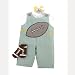 Mud Pie Baby All Boy Cotton Longall Overalls and Decorated Socks Set, Football, 0 - 6 Months