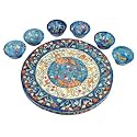 Peacocks Seder Plate and Six Small Bowls By Yair Emanuel