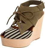 Maloles Womens Lenny Wood Wedge Peep Toe Sandal