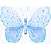 13" Large Blue Shimmer Butterfly Decorations - butterflies hanging nylon nursery bedroom girls room ceiling wall decor, wedding birthday party baby bridal shower