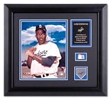 Jackie Robinson Brooklyn Dodgers Framed 8x10 Photograph with Baseball Piece and Descriptive Plate