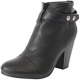 Breckelle's GAIL-22 Women's Belted Chunky Stacked Heel Ankle Booties Black 8 B(M