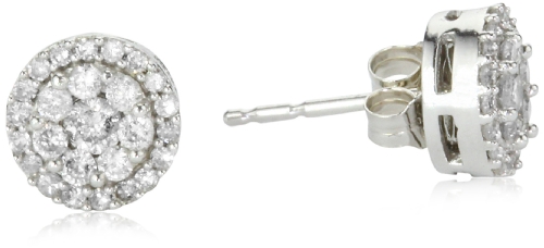 10k White Gold Round Diamond Cluster Earrings (1/2 cttw, I-J Color, I2-I3 Clarity)