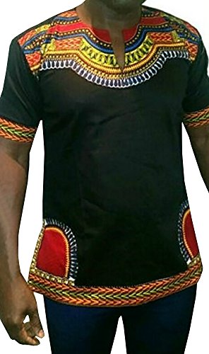 Makkrom Men's Short Sleeve Tribal Dashiki Printed Tops