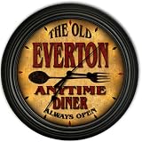 Everton 's Family Diner Black Cascading Pub Style Wall Clock