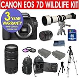 19 Piece Super Zoom Kit with Canon EOS 7D 18 MP Digital SLR Camera Body wit ....