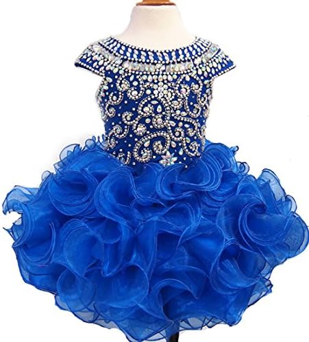 XianNv Baby Girls' Cute Cupcakes Toddlers Mini Pageant Dresses Sequins Prom (8, Blue)