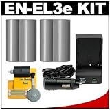 (2) CTA EN-EL3e Rechargeable Li-ion Batteries + Mini Battery Charger + Clea ....