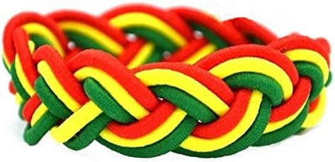 Reggae Rasta Bracelet Yellow Green Red Africa colors head rope Stripe Leather Wrist Bond Bob Marley Jamaica bracelet