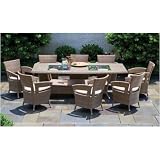 Loggia 90 Inch Rectangular Glass Top Wicker Dining Table Set