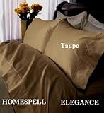 IMAGE OF ELEGANCE Egyptian Cotton 600 Thread Count 3 - Pc Solid Sateen Duvet Cover Taupe Queen.
