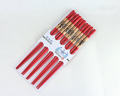 Generic 5 Pairs Chinese Style Dragon Chopsticks Tableware Gift sets Wood