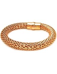 10MM Sterling Silver Italian Bracelets Beaded Style Rose Gold Plated Magnet Lock Bracelet 7.5 Inches