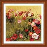 Pink Red Poppy Field by Shirley Novak Contemporary Floral Wall Art Print Framed Décor