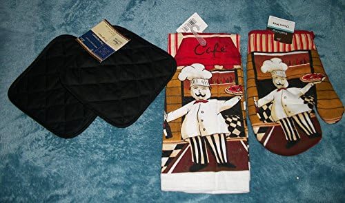 Fat Chef Dish Towel, Pot Holder, And Oven Mitt Set