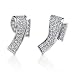 Sophisticated Elegance: Sterling Silver Bridal Style Wrap design Pave Diamond Stud Post Earrings