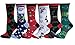 Gilbins 4 Pairs Women’s Mary Jane Slipper Socks Fuzzy Non-Skid For Christmas Holiday