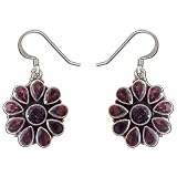 Gift of Love Silver Garnet Earrings 1.5 inches (erg033)
