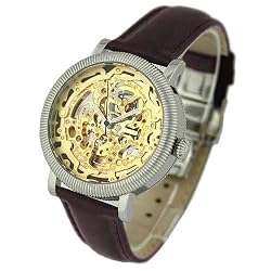 Auguste Galan MECCANIX GTTS Mens Mechanical "Skeleton" Watch with Brown Strap. Model: AG-0795