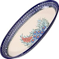 Polish Pottery Ceramika Boleslawiec 0704/169 Motif Platter Karp Baking Dish, Royal Blue Patterns