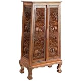 EXP Handmade Asian Furniture - 50" Royal Elephant Storage Cabinet / End Table - Natural Finish