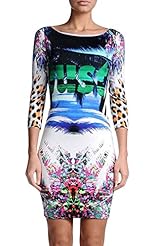 Leopard Print Spring Summer Fall Elbow Length Sleeves Prom Dress/Midi Dress 