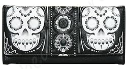 Gothic Rockabilly Embossed Flower Sugar Skull Wallet