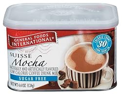 General Foods International Sugar Free Suisse Mocha Coffee Drink Mix, 4.4-Ounce Tins (Pack of 6)
