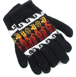 Handmade Alpaca Natural Fiber Gloves - Andean Sunset (One Size Fits Most Teen...