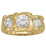 18K Yellow Gold Three-Stone Diamond Ring