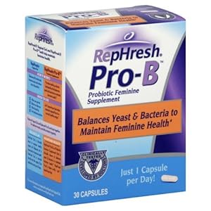 RepHresh Pro-B Probiotic Feminine Supplement, 30-Count Capsules