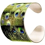 Glam Green Peacock Cuff Bracelet