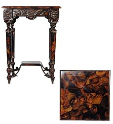 Louis XIV Replica Accent Table 20" Faux Tortoise Shell End Side Solid Wood