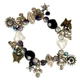 Murano Glass Black Bracelet Charm Metal Bead Flower Star Crystal By Bucasi